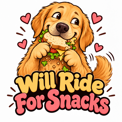 Will Ride For Snacks — golden retriever dog car door light design